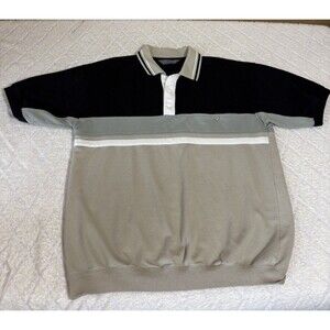 Vintage David Taylor Striped Color block Polo Shirt Front Pockets Men’s Size M